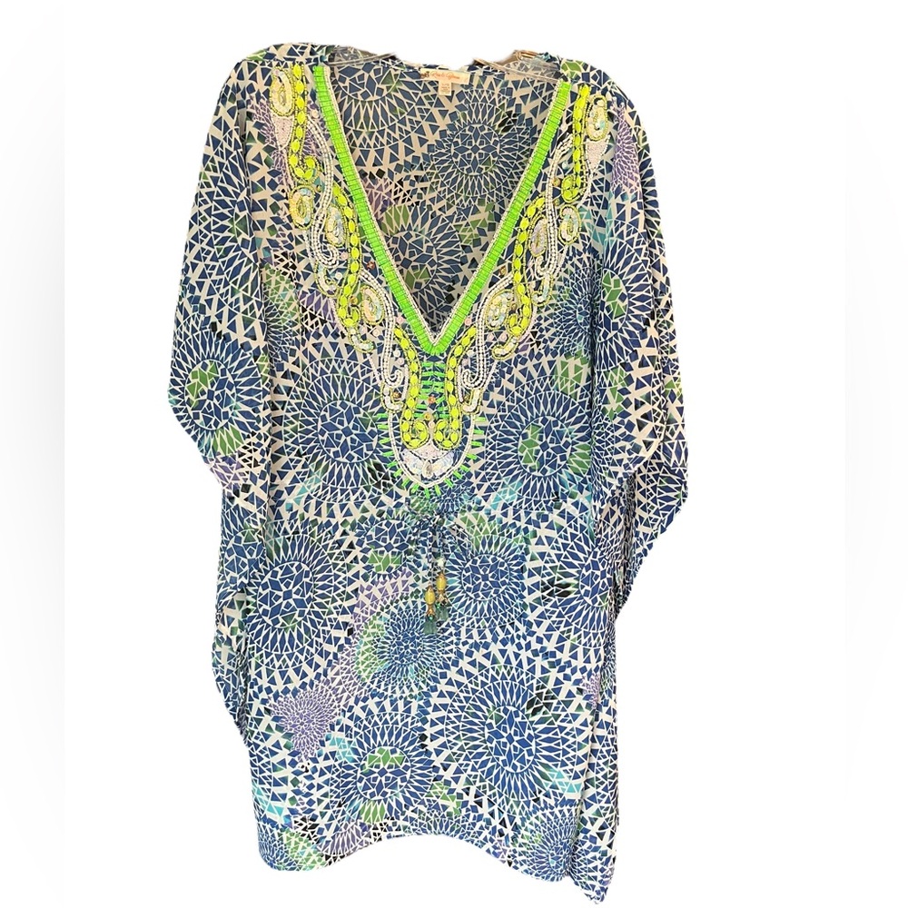 EUC Rise & Bloom Beaded Swim Cover Up Size L